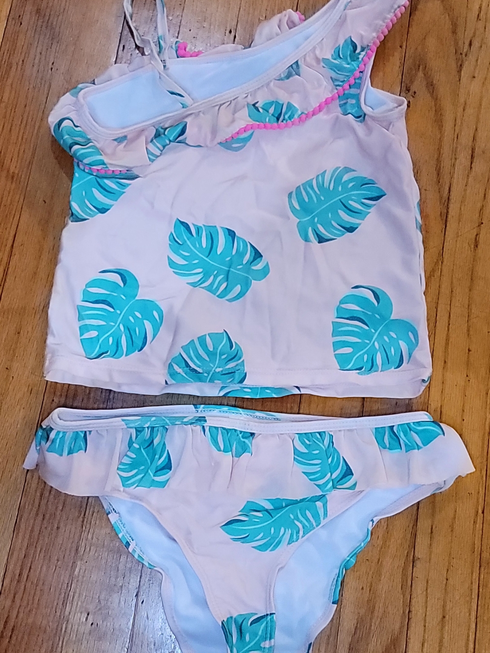 Joe Boxer Pink Tankini with Teal Leaf Print